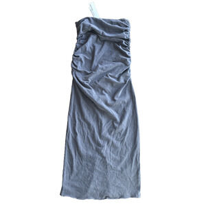 James Perse Side Ruch Tube Dress Slate Gray 00 Raw Hem WRBJ5960 MSRP 135 Bodycon